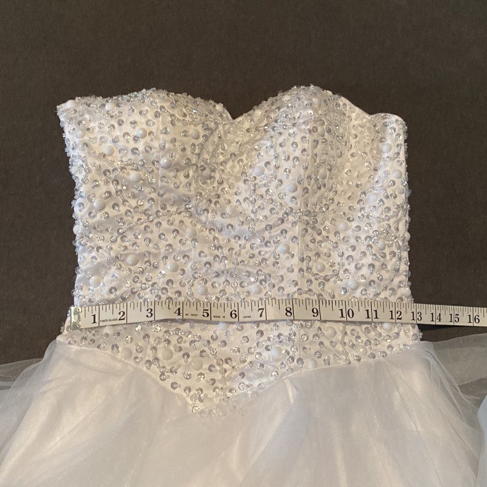 Women’s Wedding Dress Sweetheart Neckline Corset Back Ruffle Skirt Size S - Picture 11 of 12